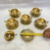 Persian High-Quality Brass Teacup & Saucer Set with Peacock Design (x6)