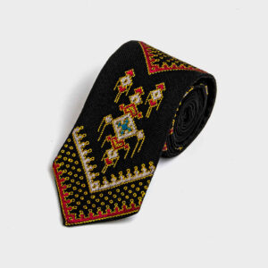 Persian Men’s Necktie – Traditional Intricate Embroidered in Black