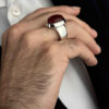 Persian Men's Silver Ring with Yemeni Agate, Handmade Collector Model