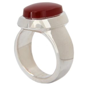 Persian Men’s Silver Ring with Yemeni Agate, Handmade Collector Model
