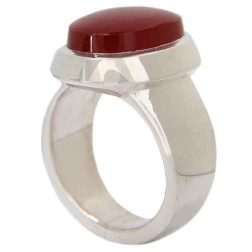 Yemeni Aqeeq Silver Gemstone Ring for Men – Handmade Collector's Design, Traditional Persian Style