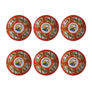 Persian Tea Saucer – Porcelain with Bird & Flower Design (Set of 6)