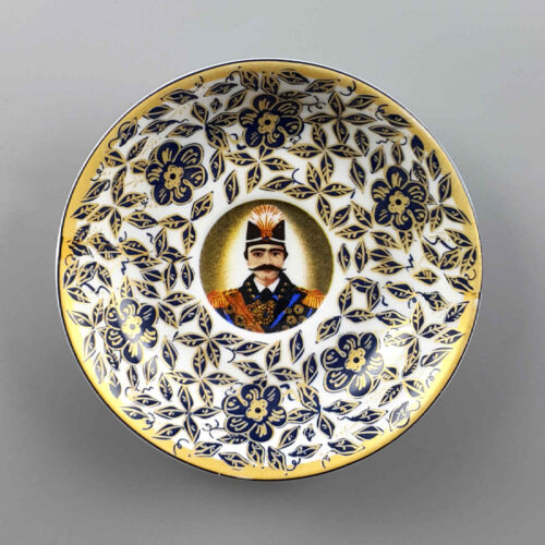 Persian Tea Saucer - Porcelain with Naser al-Din Shah Design (Set of 6)