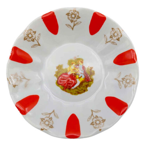 Persian Tea Saucer – Porcelain with Layla and Majnun Design (Set of 6)
