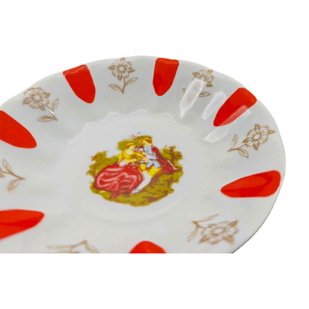 Persian Tea Saucer – Porcelain with Layla and Majnun Design (Set of 6)