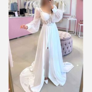 Persian Wedding Dress – Arabic Style with Lace Sleeve, Chic & Lux