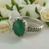 Persian Women's Silver Agate Ring - with Wheat Cluster Design & Green Gemstone