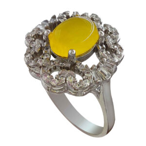 Persian Women’s Silver Ring Agate Sharf al-Shams Model with Flower Design