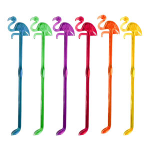 Plastic Bar Spoon – Perfect for Stirring & Layering with Flamingo Design Pack of 6