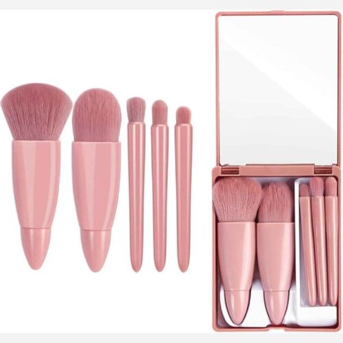 Portable Cosmetic Brush Set with Mirror – Perfect for Everyday and Travel