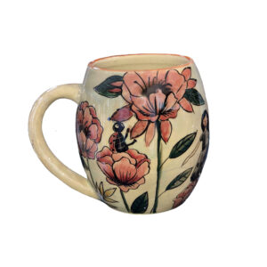 Pottery Mug – Handcrafted Ideal for Tea & Coffee with Flower Design