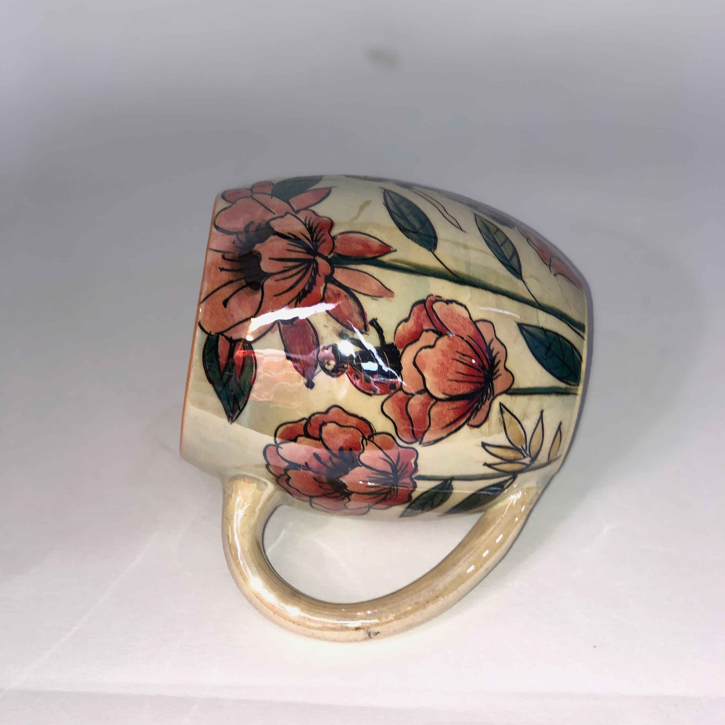 Pottery Mug – Handcrafted Ideal for Tea & Coffee with Flower Design