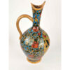 Pottery Pitcher and Glass Set with Bird & Flower Design in Turquoise Set of 3