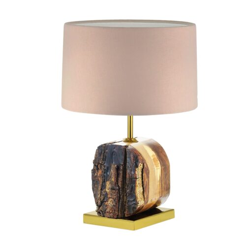 Rustic Log-Shaped Wooden Table Lamp – Nature-Inspired Decor Light