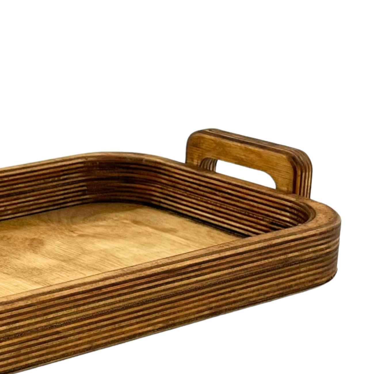 Rustic Wooden Serving Tray with Handles – Nature-Inspired Minimalist Tray