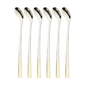 Steel Bar Spoon – Suitable for Mixing Drink & Syrup Pack of 6