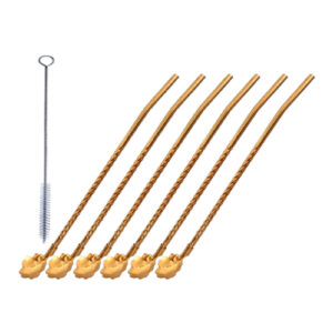Steel Bar Spoon – Suitable for Mixing Drink with Flower Design Pack of 6