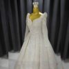 Wedding Dress with Super Pleated Zonyx Skirt and Princess Sleeves - Exquisite and Stylish Fit