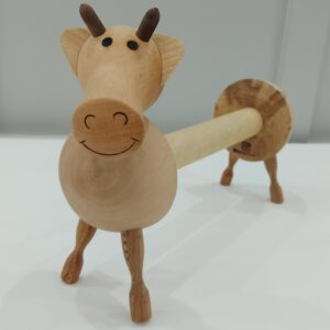 Wooden Cow Paper Roll Towel Holder – Decorative & Functional