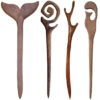 Wooden Hair Stick Handcrafted Large Size in Brown Pack of 4