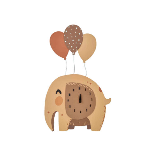 Wooden Nursery Wall Clock with Elephant Design – Playful Decor for Children’s Rooms and Kids’ Bedrooms