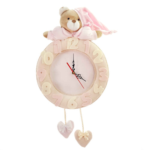 Wooden Nursery Wall Clock with Bear Design – Playful Decor for Children’s Rooms and Kids’ Bedrooms