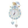 Wooden Nursery Wall Clock - Perfect for Children’s Room with Bear Design in Blue