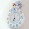 Wooden Nursery Wall Clock - Perfect for Children’s Room with Bear Design in Blue