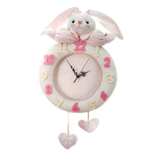 Wooden Nursery Wall Clock – Perfect for Cozy & Minimalist Children’s Room with Rabbit Design