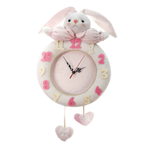 Wooden Nursery Wall Clock with Rabbit Design – Playful Decor for Children’s Rooms and Kids’ Bedrooms