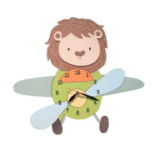 Wooden Nursery Wall Clock – Perfect for Gift & Children’s Room with Lion Design