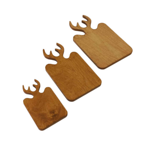 Wooden Serving & Cutting Board Set with Deer Antlers Design – Set of 3