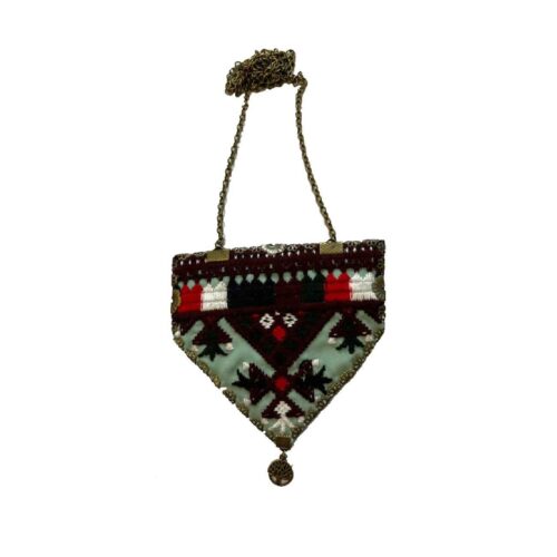 Handmade Iranian Embroidered Pendant Necklace – Traditional Persian Geometric Design