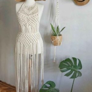 Handcrafted Bohemian Macrame Dress – Ideal for Casual Wear & Vacation