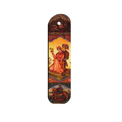Artistic Persian Inspired Wooden Bookmark with Leyli & Majnun Design