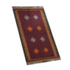 Handwoven Crimson Geometric Kilim Rug in Authentic Persian Wool