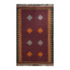 Handwoven Crimson Geometric Kilim Rug in Authentic Persian Wool
