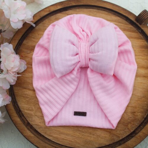 Baby Turban - Cute and Stylish Pink Bow Tie Style , Warm and Comfortable