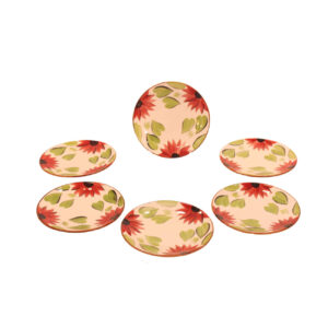Ceramic Dinnerware Plate – Microwave, Dishwasher Safe with Floral Design (Set of 6)