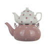Ceramic Double Teapot Set - Durable & Chic with Polka Dot Design