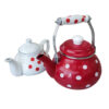 Ceramic Double Teapot Set - Durable & Chic with Polka Dot Design