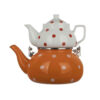 Ceramic Double Teapot Set - Durable & Chic with Polka Dot Design