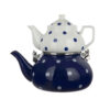 Ceramic Double Teapot Set - Durable & Chic with Polka Dot Design