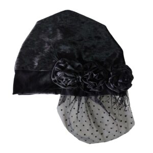 Women’s Turban in Velvet Fabric – Elegance Perfectly Design with Lace & Flower