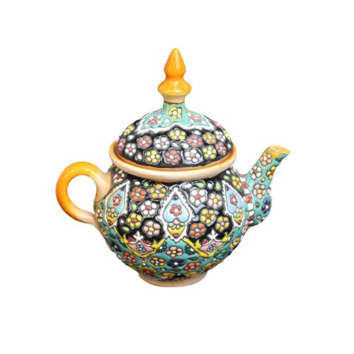 Decorative Pottery Teapot with Paisley Minakari Enameling Design Traditional Model