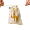 Drawstring Cotton Storage Bag, Eco-Friendly and Reusable with Giraffe Design
