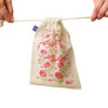 Drawstring Cotton Storage Bag - Perfect for Organizing with Pink Flower Design