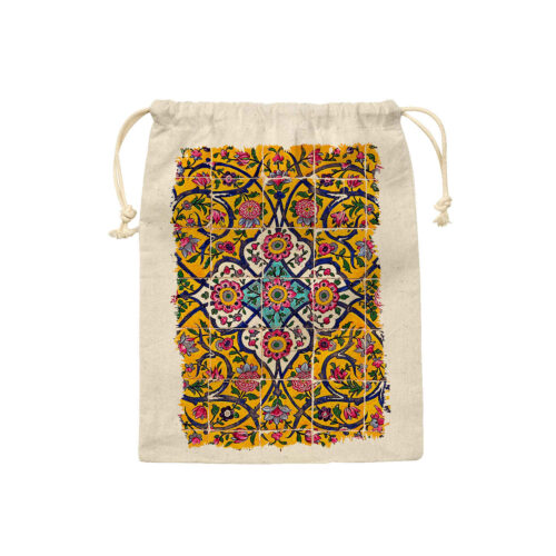 Persian Tile Cotton Drawstring Bread Bag | Reusable Storage