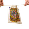 Drawstring Cotton Storage Bag - Reusable and Durable with Persian Tile Design