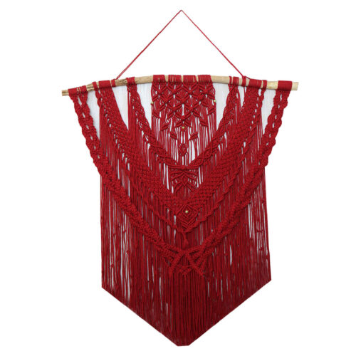 Handmade Cotton Macramé Wall Hanging Tapestry, Boho Leaf Wall Decor for Home